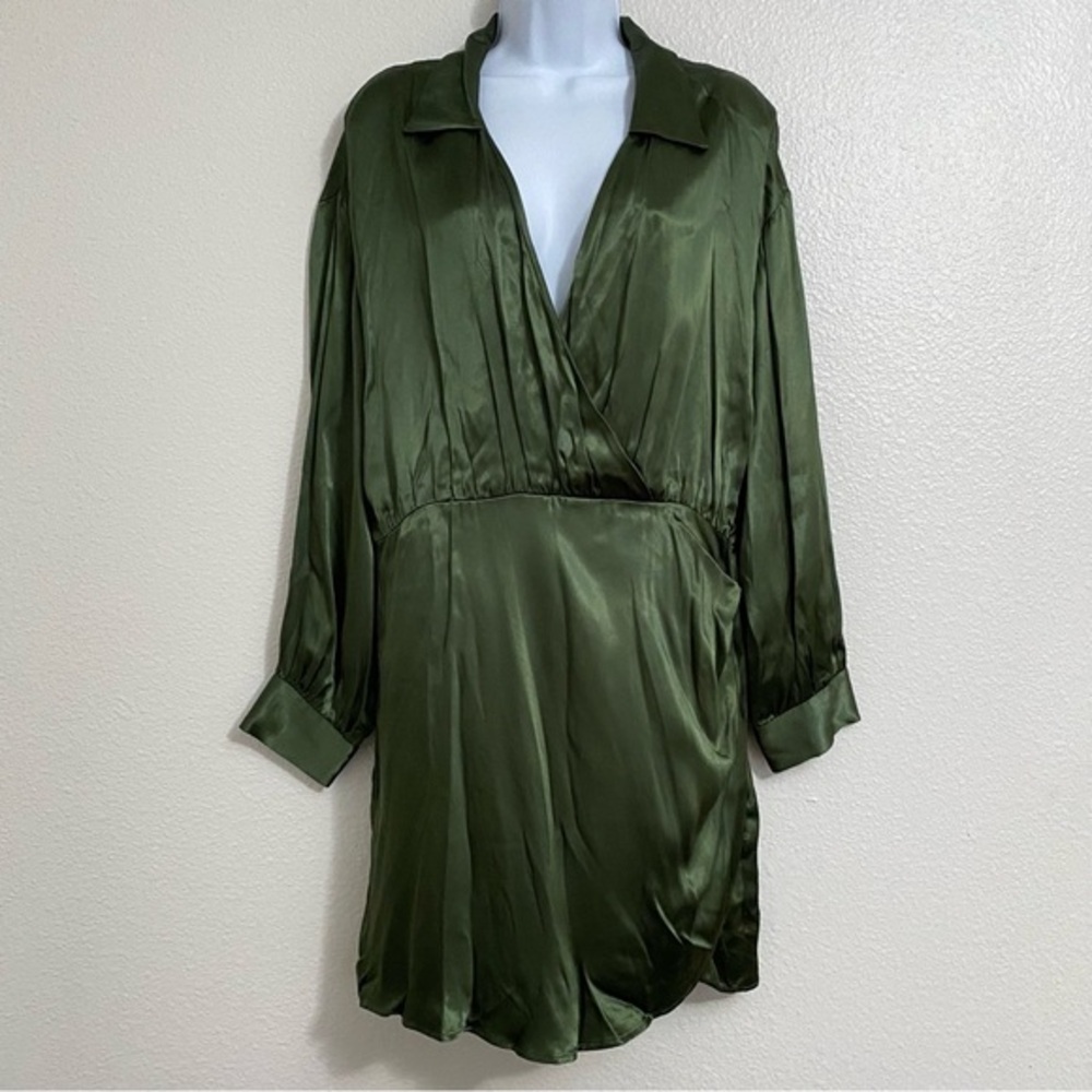 Zara Olive Green Satin Mini Dress